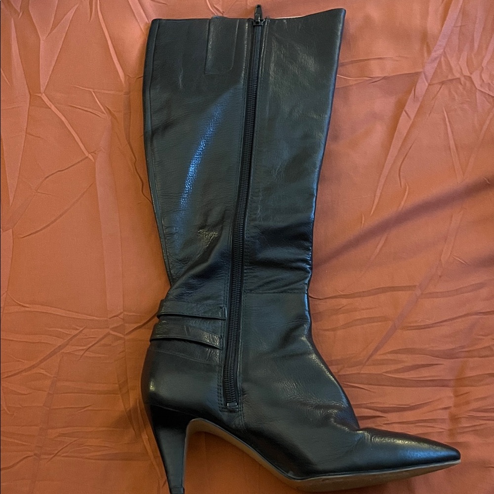 Nine West Black Heeled Boots with Buckle Detail - Picture 2 of 7